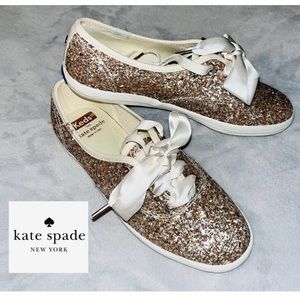 KATE SPADE X KEDS Glitter Sneakers sz 5 LIKE NEW!